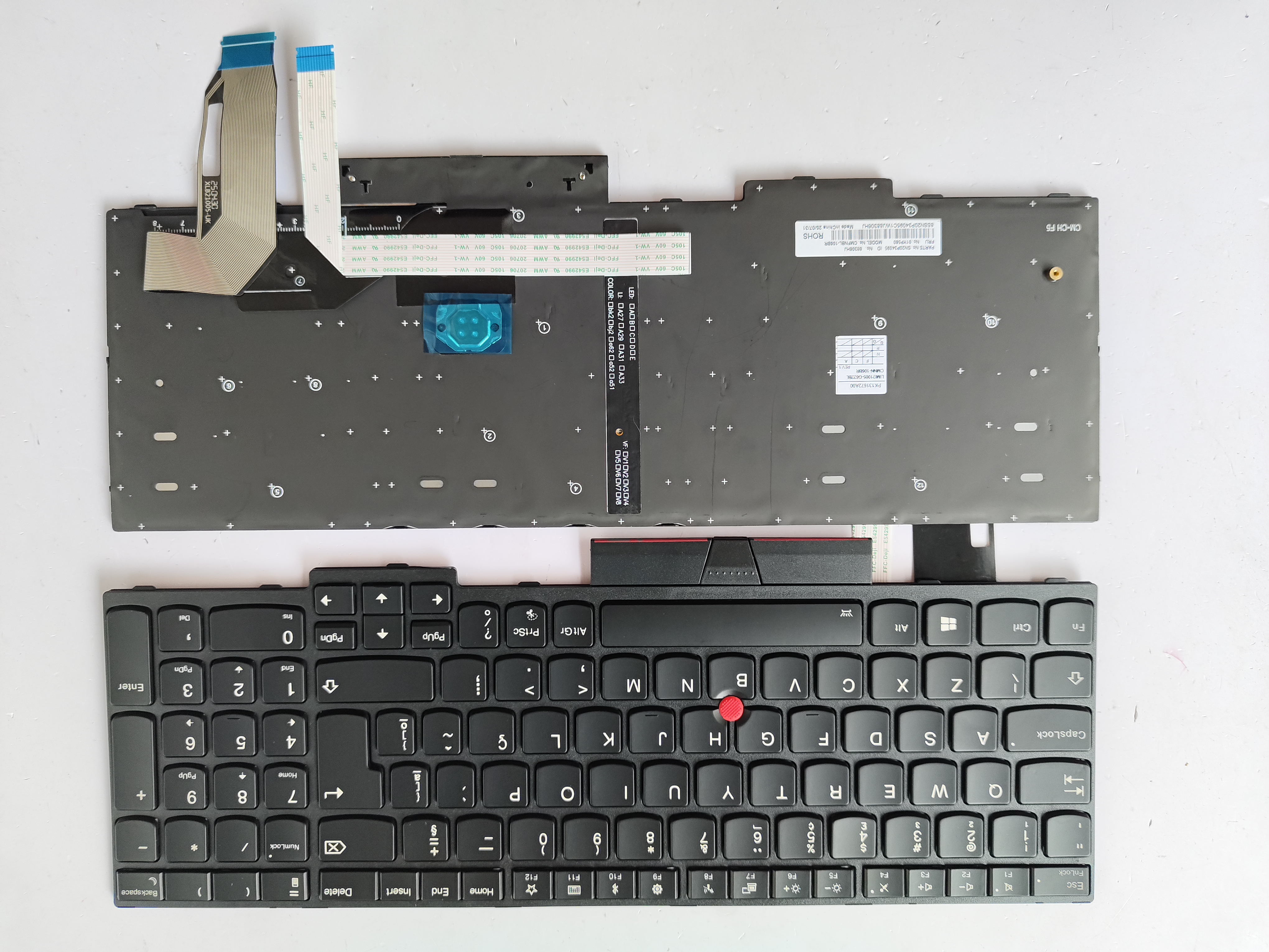 Picture of New Replacement Laptop Keyboard For IBM E580/E585/E590/T580S/L590/L580/P52/P53/P73 BLACK FRAME BLACK With Point Backlit (OEM) BR Layout